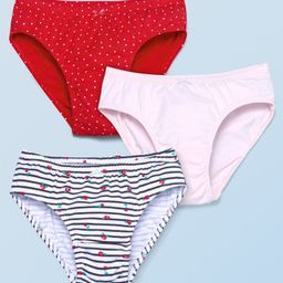 Honeyhap Premium  Cotton Elastane Striped Solid & Polka Dots Printed Panties with Bio Finish Pack of 3 - Bright White  Barely Pink &  High Risk Red-image-22