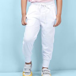 NUSYL Cotton Blend  Solid Track Pants - White-picture-44