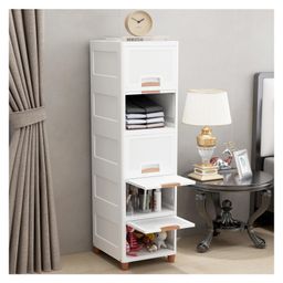 JD FRESH 5 Tier Stackable Cabinet for Clothes - White-3