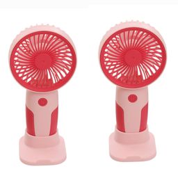 The Procure Store Mini Portable & Rechargeable Hand Fan with Stand Set of 2- Red-91