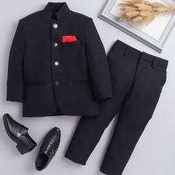 Jeet Ethnics Full Sleeves Solid Jodhpuri Coat & Pant Set - Black-image-27