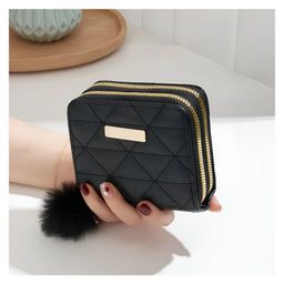 SYGA Women's Wallet Stylish Diamond Embellished Horizontal Square with Zipper Closure(BLACK)-picture-23