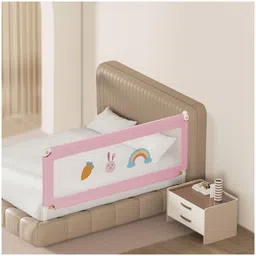 Kids Station Foldable Bed Rail Guard for Kids & Toddlers 1 Side, Pink (192 x 80 cm) Adjustable Height, Baby Safety Fence for King Size Bed (6.3ft, Basic)-picture-31