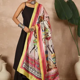 InWeave Round Neck Kurta with Palazzos & Dupatta-50