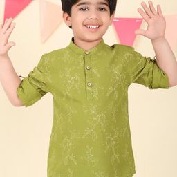 Fabindia Boys Geometric Printed Band Collar Kurta-image-96