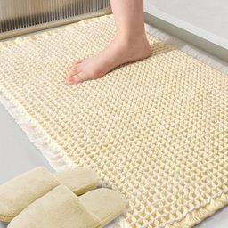 HomeCloud Cream-Colored Textured 500 GSM Bath Rugs-2