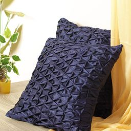 ROMEE Navy Blue Set of 2 16" x 16" Geometric Square Cushion Covers image 1