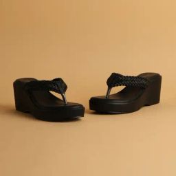 Eridani Women's Mia Black Thong Wedges-image-89