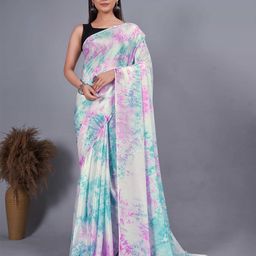 HERE&NOW Tie and Dye Pure Chiffon Ready to Wear Jamdani Saree-image-78