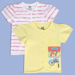 MINIKLUB Kids White & Yellow Printed Top (Pack Of 2)-image-27