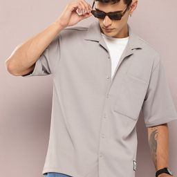 Kook N Keech Men Self Design Cuban Collar Relaxed Fit Premium Casual Shirt-image-7