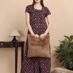 Sweet Dreams Brown Cotton Printed Nighty-image-86