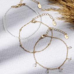 Accessorize London Women'S GoldFaux Pearl Anklets Pack Of 3-image-26