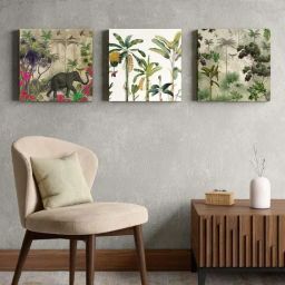 India Circus Green Canvas Tropical Bliss Land Wall Art - Set of 3-picture-31