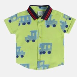 Miniklub Green Knit Regular Printed Shirt-image-56