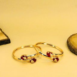 RKB Sales Set Of 2 Gold-Plated American Diamond Studded Bangles-image-59