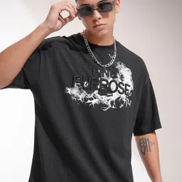 HIGHLANDER Men Typography Printed Round Neck Cotton Oversized T-shirt-image-65