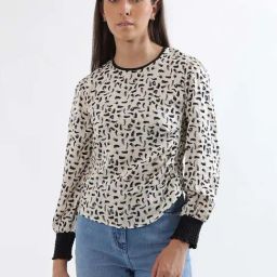 Elle Cream Printed Top-picture-0