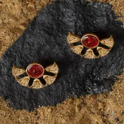 Zaveri Pearls Statement Rani Pink Alloy Earrings-image-54
