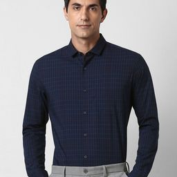 Peter England Slim Fit Checked Spread Collar Shirt-picture-25