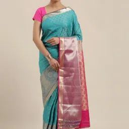 The Chennai Silks Blue Acrylic Paisley Print Saree With Blouse-picture-38