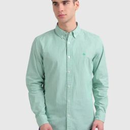 United Colors of Benetton Green Slim Fit Striped Shirt-picture-40