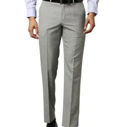 Park Avenue Grey Regular Fit Flat Front Trousers-image-28