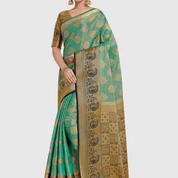 Mimosa Green Silk Woven Saree With Unstitched Blouse-39