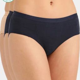 Inner Sense Navy & Skin Hipster Panty Set - Pack of 3-image-4