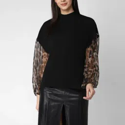 StyleStone Black Animal Print A-Line Top-image-20