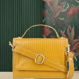 Yelloe Tan Animal Effect Small Satchel Handbag-picture-1