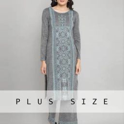 Aurelia Grey Geometric Pattern Straight Kurta-image-79