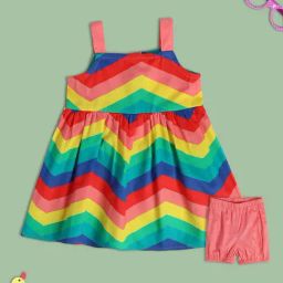 MINIKLUB Kids Multicolor Color Block Dress with Bloomers-picture-15
