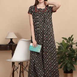 Sweet Dreams Dark Green Cotton Printed Nighty-picture-41