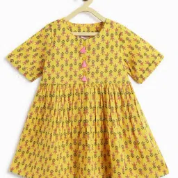 Campana Yellow Cotton Printed Dress-image-99