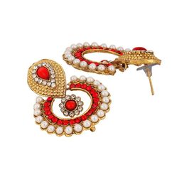 ANIKAS CREATION Set Of 2 Gold-Plated Cubic Zirconia Sutudded Circular Shaped Drop Earrings image 2
