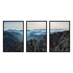 999store Grey & Blue Printed Cloudy Mountains Paintings - Set of 3 image 2