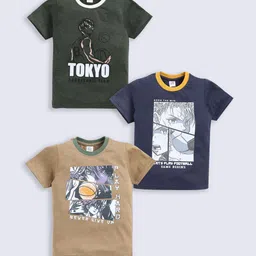 Here&Now X Game Begins Boys Assorted Pack Of 3 Printed T-shirts-31
