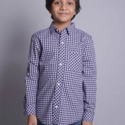 Biglilpeople Boys Navy & Purple Checks Full Sleeves Shirt-image-71