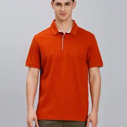 Reid & Taylor Tan Cotton Slim fit Jacquard T-Shirt-image-49