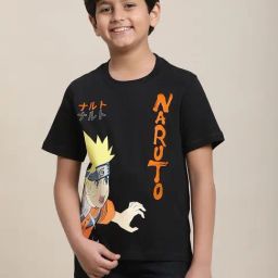 Kidsville Naruto Printed Black Regular Fit Tshirt For Boys-picture-35