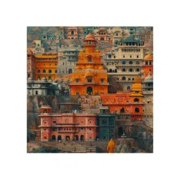 999Store Multicolor Canvas Colorful Painting Architecture Of The Densely Packed Buildings image 2