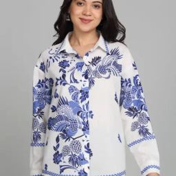 SHAYE White Linen Printed Shirt-picture-27