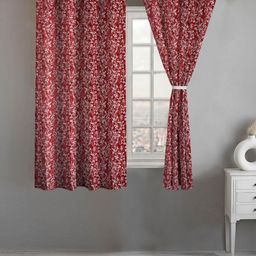 Lunar Days Maroon Set of 2 Floral Room Darkening Window Curtain-image-77