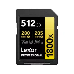 Lexar Professional SDXC Memory Card 512 GB UHS-II Upto 280 Mbps Read & 210 Mbps Write Speed, 1800x-40