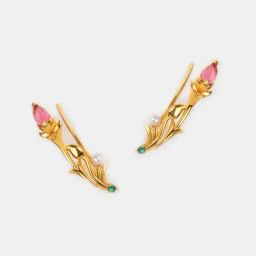Shaya 92.5 Sterling Silver Yellow Gold Shaadi Squad Matchmaking Maasi Climber Earrings for Women-picture-19