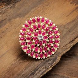 Zaveri Pearls Rani Pink Stones Floral Look Ethnic Statement Finger Ring-ZPFK9148-image-36