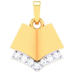 P.C Chandra Jewellers 18k Yellow Gold Open Book Shape Diamond Pendant without Chain-image-54