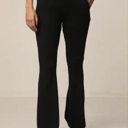 Elleven from Aurelia Black Textured Pattern Bootcut Trousers-image-6