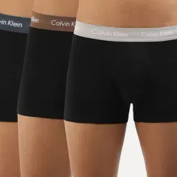 Calvin Klein Underwear Black Cotton Regular Fit Trunks - Pack Of 3-image-51
